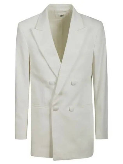 Double-Breasted Blazer Jacket White - AMI - BALAAN 2