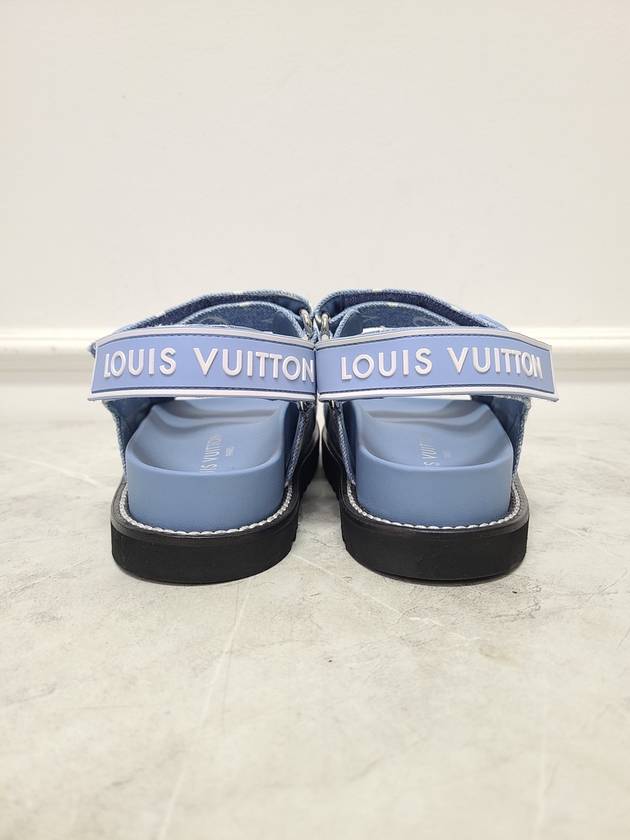 Monogram Paseo Velcro Denim Flat Sandals 37 - LOUIS VUITTON - BALAAN 6