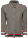 High Twist Cotton Stripe Polo Cardigan Grey - THOM BROWNE - BALAAN 2