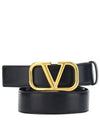 V Logo Leather Belt Black - VALENTINO - BALAAN 2