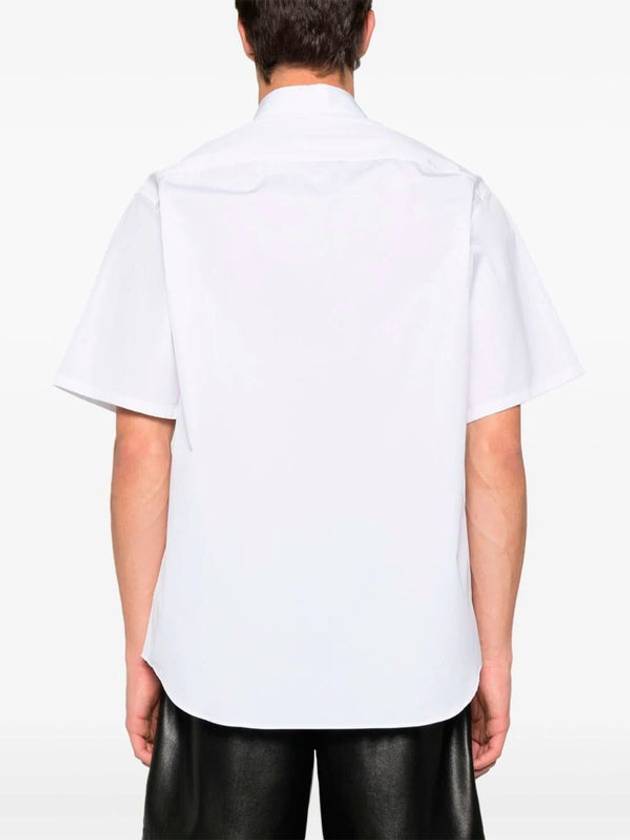 Triangle Logo Pocket Regular Fit Cotton Short Sleeve Shirt White - PRADA - BALAAN 5