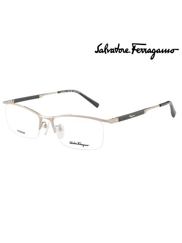 Eyewear Logo Rectangular Titanium Eyeglasses Silver - SALVATORE FERRAGAMO - BALAAN 1