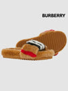 Kids Striped Fur Slide Slippers Akaise Beige 8053007 30 190mm - BURBERRY - BALAAN 3