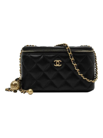 Chain Golden Ball Vanity Small Lambskin Cross Bag Black - CHANEL - BALAAN 1