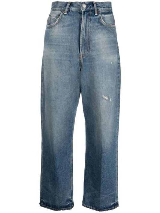 Crop Relaxed Fit Straight Jeans Mid Blue - ACNE STUDIOS - BALAAN 1