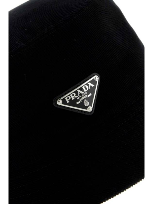 Triangle Logo Corduroy Bucket Hat Black - PRADA - BALAAN 5