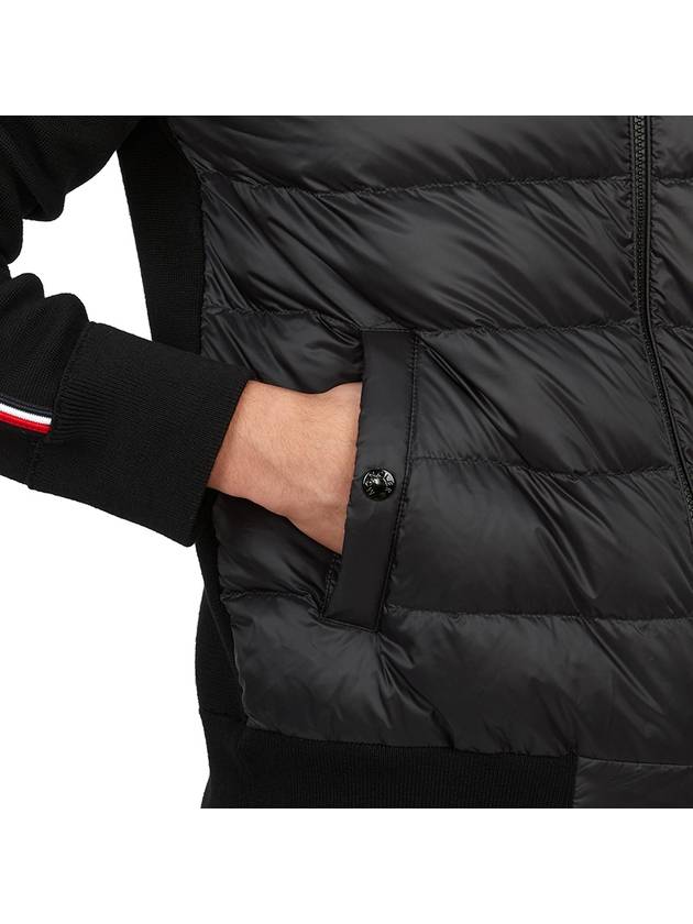 Quilted Wool Cardigan Black - MONCLER - BALAAN 9