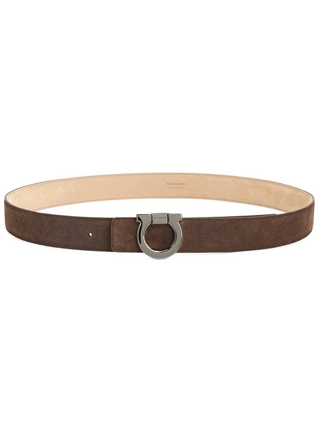 Gancini Reversible Leather Belt Brown - SALVATORE FERRAGAMO - BALAAN 4