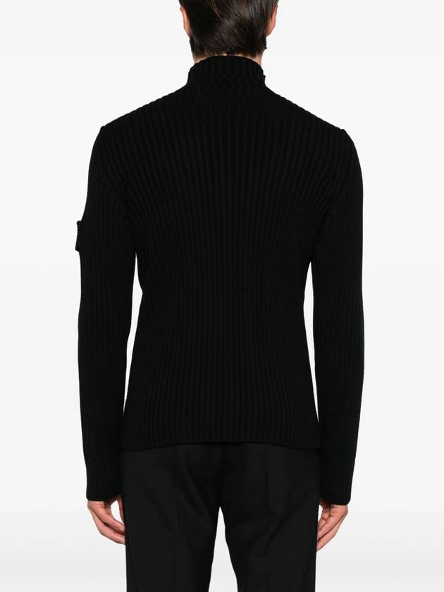 Knit logo patch wool mock turtleneck black - PRADA - BALAAN 5