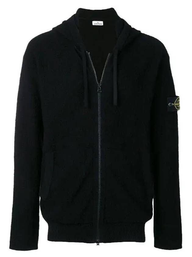 Men's Wappen Patch Embossed Zip Up Hoodie Black - STONE ISLAND - BALAAN 2