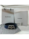 Men s Navy Metal Logo Buckle Crocodile Emboss Calf Leather Belt 570370 4611T 568024 - BALENCIAGA - BALAAN 6