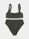 Logo Print Square Neck Bikini Dark Green - JIL SANDER - BALAAN 2