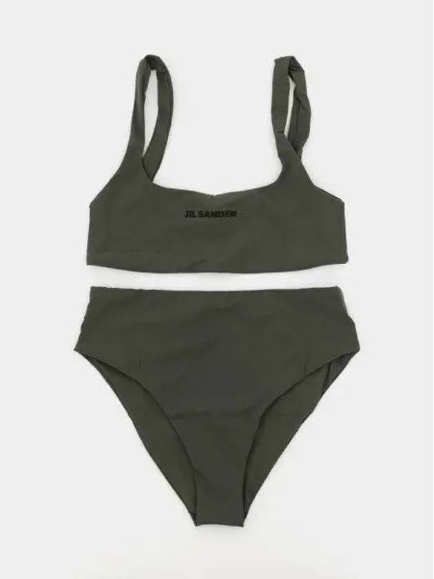 Logo Print Square Neck Bikini Dark Green - JIL SANDER - BALAAN 2