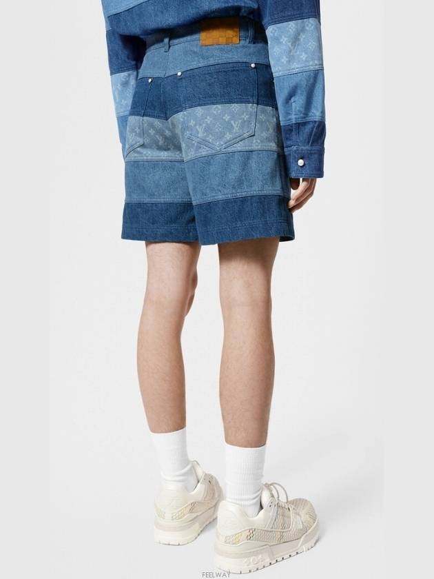 1AFQG7 Striped Patchwork Denim Shorts - LOUIS VUITTON - BALAAN 3