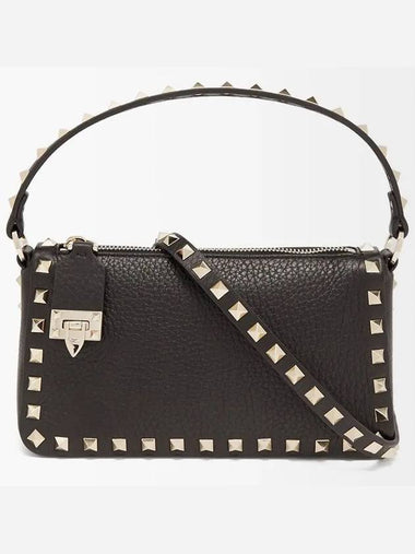 Garavani Rockstud Signature Grain Leather Shoulder Bag Black - VALENTINO - BALAAN 1