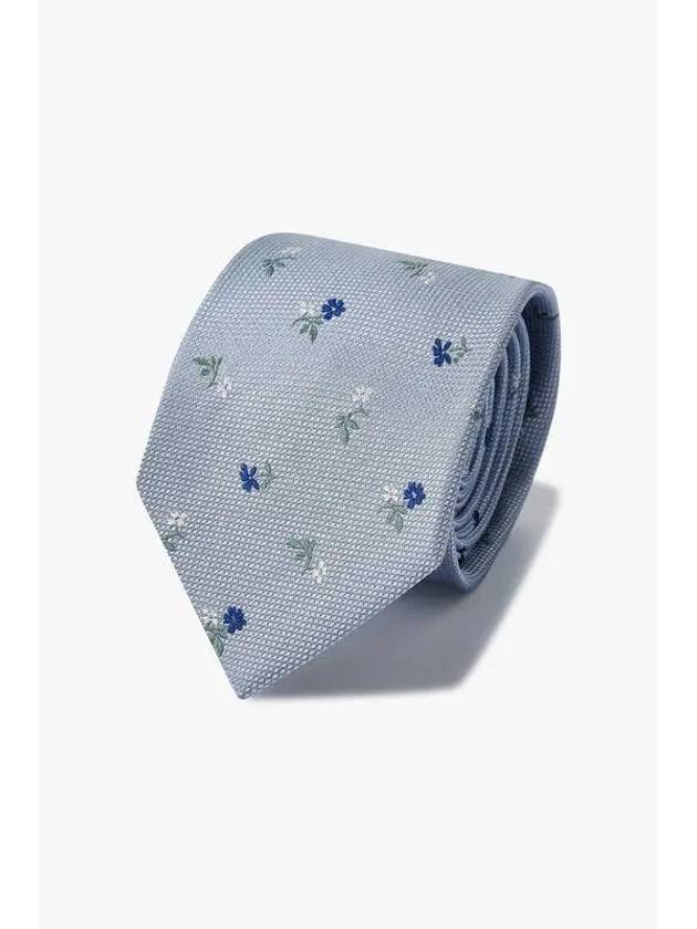 Checked flower pattern silk tie blue - PAUL SMITH - BALAAN 1