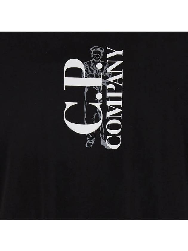 Logo Short Sleeve T-Shirt Black - CP COMPANY - BALAAN 5