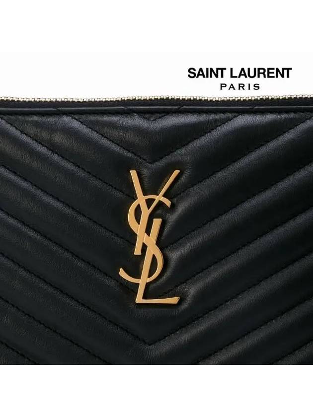 Gold Monogram Matelasse Clutch Bag Black - SAINT LAURENT - BALAAN 8