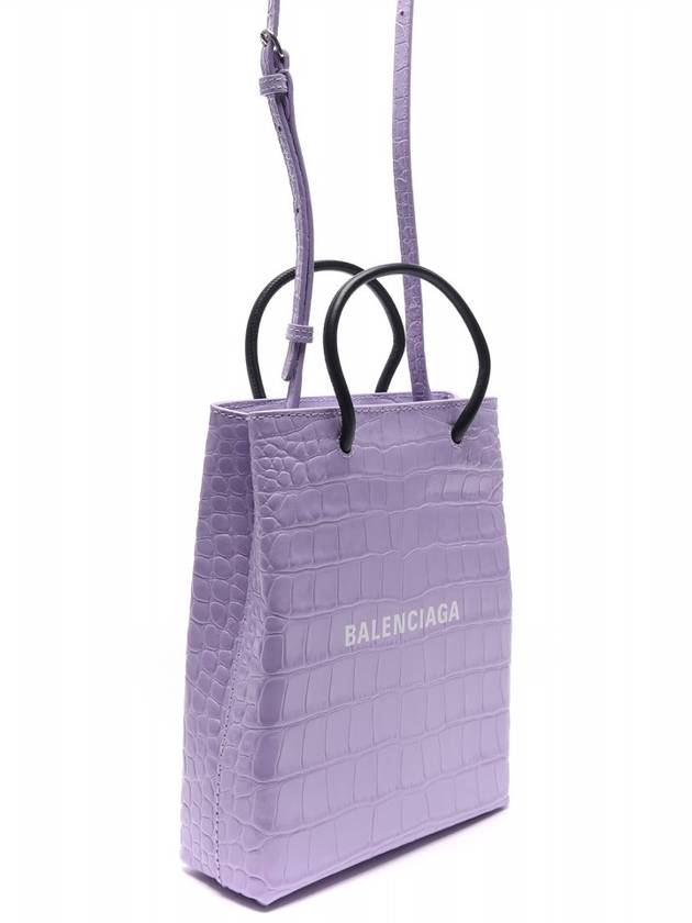 Women's Crocodile Print Shopping Tote Bag Purple - BALENCIAGA - BALAAN 4