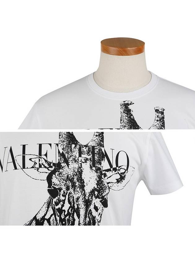 Unisex RV3MG00 0BO Giraffe motif white Tshirt - VALENTINO - BALAAN 4