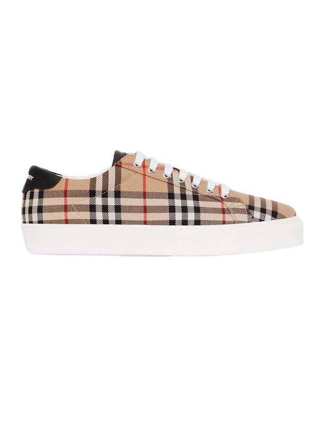 Vintage Check Cotton Low Top Sneakers Beige - BURBERRY - BALAAN 1