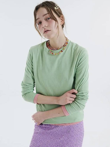 Round tee long sleeve tshirt light green 0110 - VOYONN - BALAAN 1