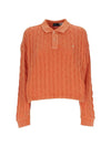 Embroidered Logo Pony Cable Long-Sleeve Collar Knit Top Orange - POLO RALPH LAUREN - BALAAN 2