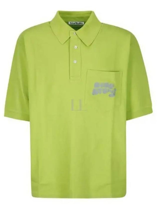 Embroidered Logo Polo Shirt Lime Green - ACNE STUDIOS - BALAAN 2