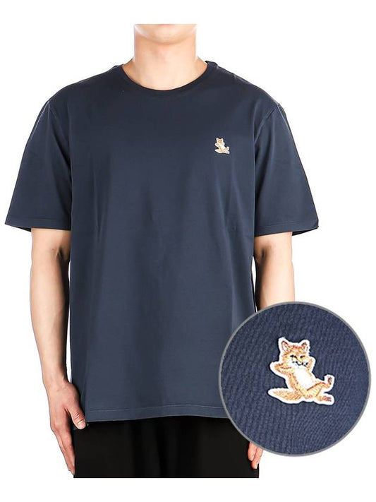 Chillax Fox Patch Regular Short Sleeve T-Shirt Navy - MAISON KITSUNE - BALAAN 2