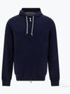 Men's Tech Cotton Sweatshirt Hooded Zip-up Navy - BRUNELLO CUCINELLI - BALAAN 2