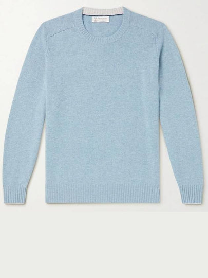 Men's Virgin Wool Knit Top Light Blue - BRUNELLO CUCINELLI - BALAAN 2