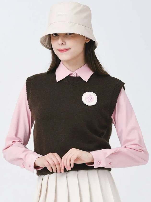 Crew neck knit vest BROWN - MONBIRDIE GOLF - BALAAN 7