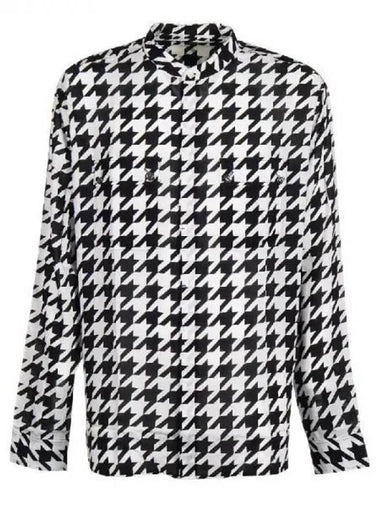 Houndstooth band collar satin shirt 270486 - BALMAIN - BALAAN 1