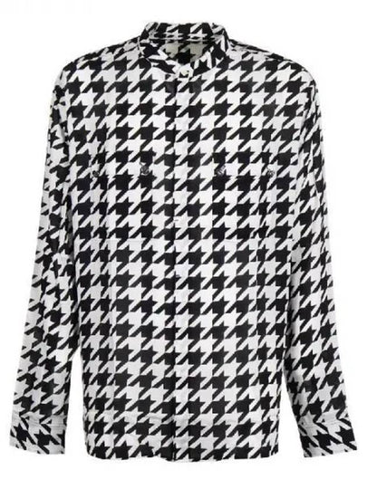 Houndstooth band collar satin shirt 271669 - BALMAIN - BALAAN 1