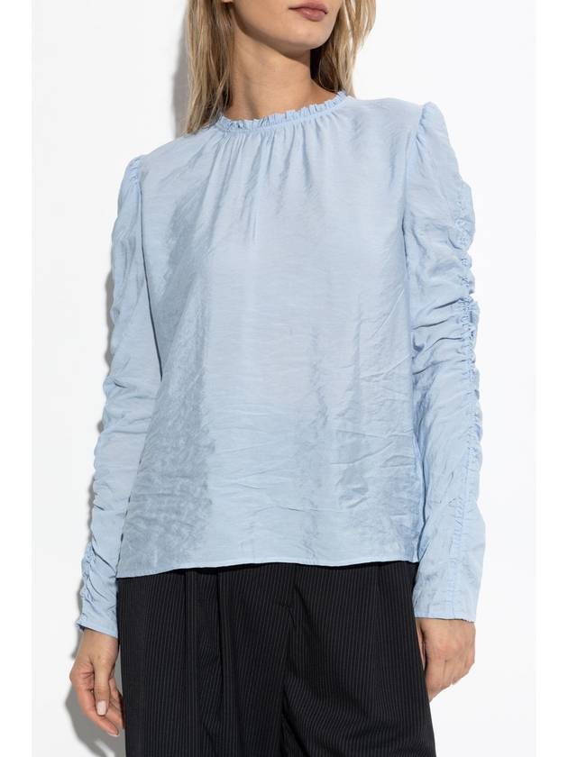 Munthe Draped Top, Women's, Light Blue - MUNTHE - BALAAN 3