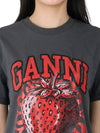 Strawberry Short Sleeve T-Shirt Ash Grey - GANNI - BALAAN 3