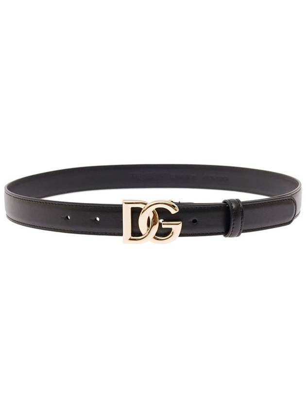 Women's Gold DG Logo Leather Belt Black - DOLCE&GABBANA - BALAAN 2