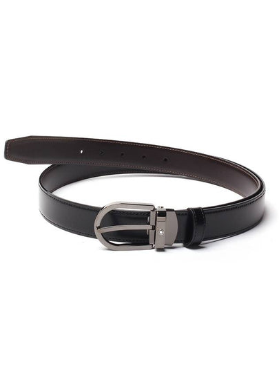 Horseshoe Buckle 30mm Reversible Leather Belt Black Brown - MONTBLANC - BALAAN 2