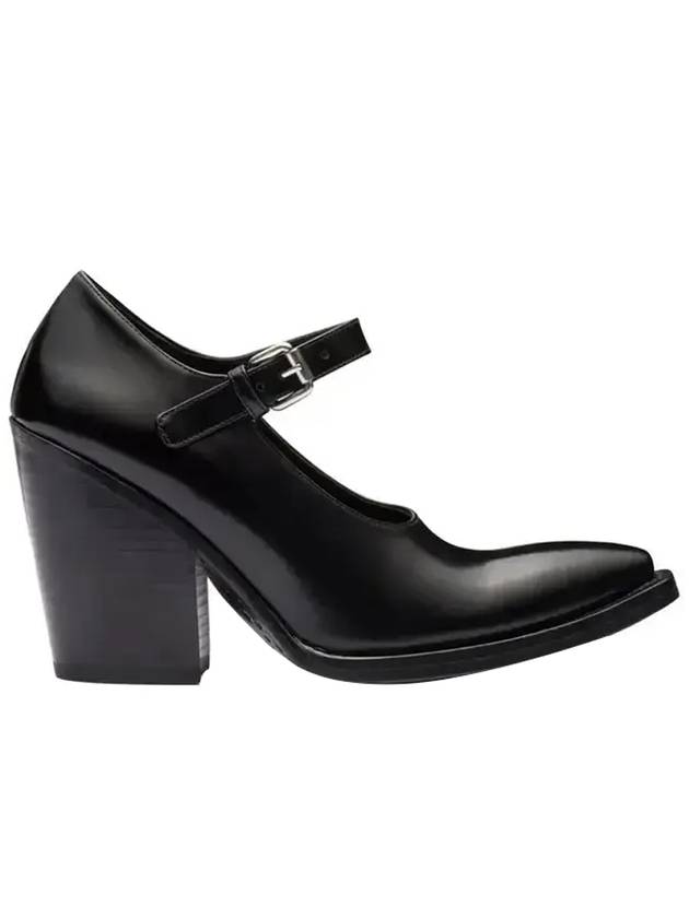 Brushed Leather Pumps Heel Black - PRADA - BALAAN.