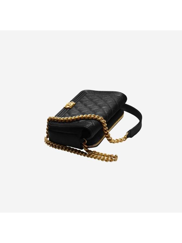 Boy Flap Phone Holder Calfskin Cross Bag Black - CHANEL - BALAAN 3