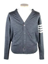 Men's Sustainable Classic Diagonal Wool Cardigan Medium Grey - THOM BROWNE - BALAAN 2