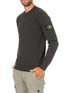 Men's Wappen Patch Crew Neck Wool Knit Top Charcoal - STONE ISLAND - BALAAN 4