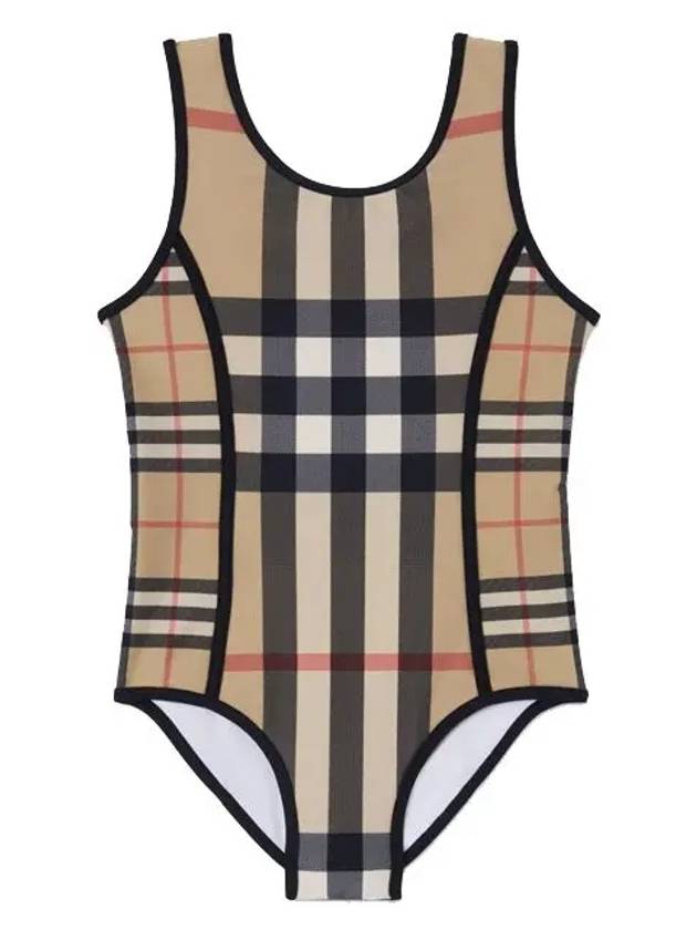 Kids Contrast Check Stretch One Piece Swimsuit 8061849 4Y 6Y - BURBERRY - BALAAN 1