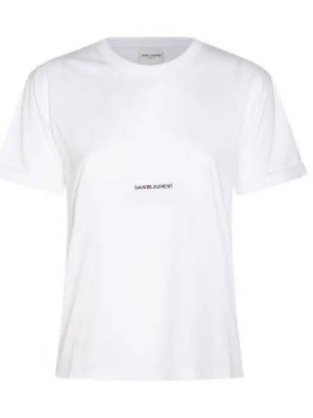 Rive Gauche Short Sleeve T-Shirt White - SAINT LAURENT - BALAAN 2