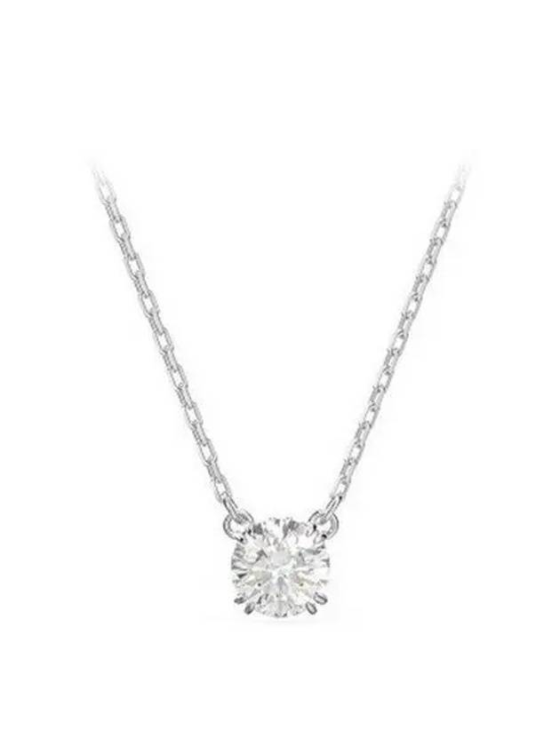 Stilla Round Zirconia Pendant Necklace Silver - SWAROVSKI - BALAAN 3