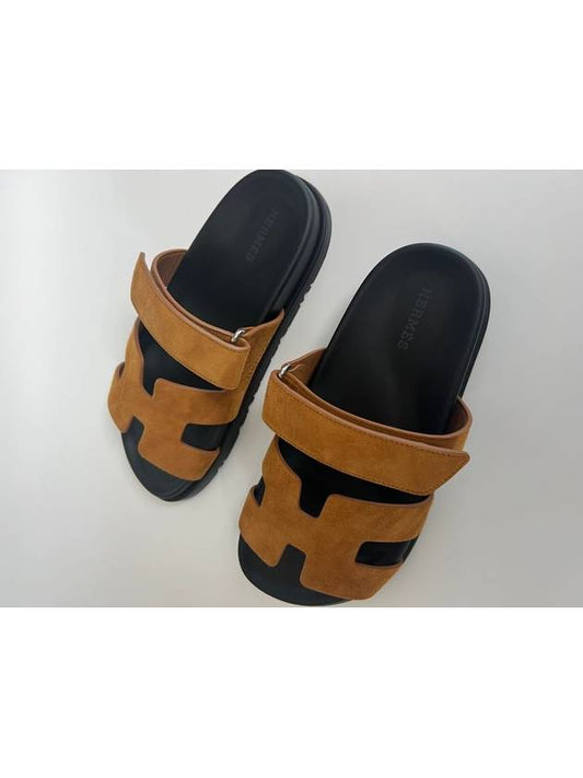 Chypre Suede Goatskin Sandals Brown - HERMES - BALAAN 2