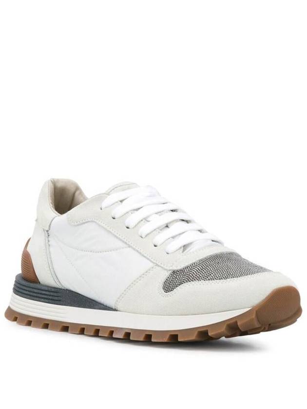 Suede Techno Fabric Runner Low Top Sneakers White - BRUNELLO CUCINELLI - BALAAN 3