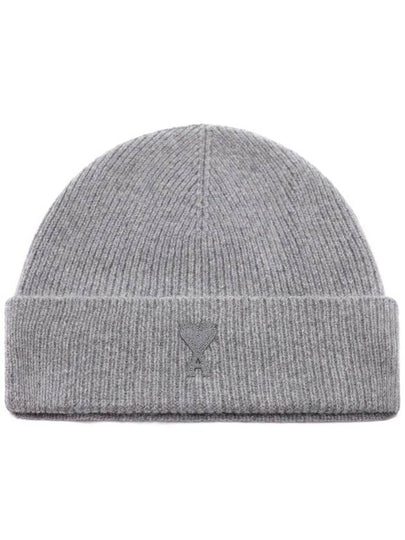 De Coeur Ribbed Knit Beanie Grey - AMI - BALAAN 2