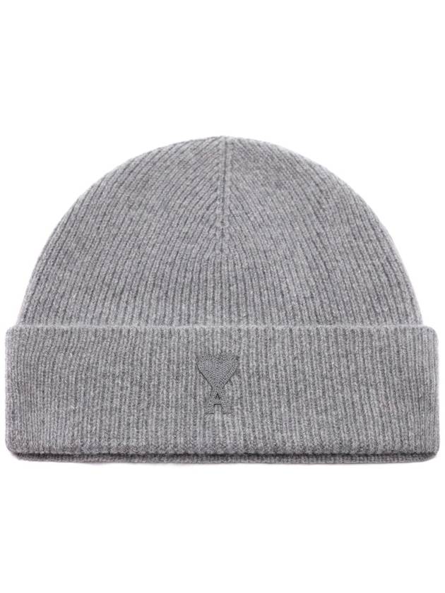 De Coeur Ribbed Knit Beanie Grey - AMI - BALAAN 3