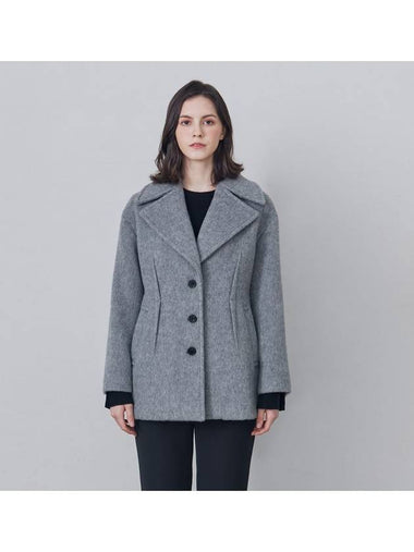 Wide Collar Wool Alpaca Half Single Coat Cool Grey - SUBSET - BALAAN 1